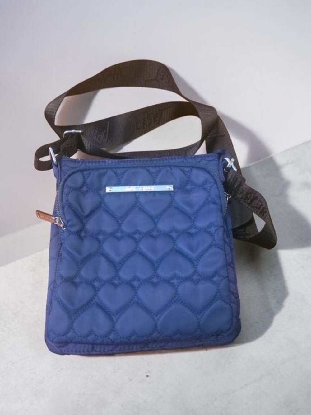 Betsey Johnson Blue Quilted Hearts Crossbody Bag Charm